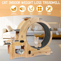 Large 6-in-1 Cat Exercise Wheel and Treadmill with House Shelf and Bowl for Indoor Cats up to 44lbs