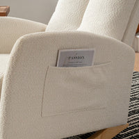 Ergonomic Upholstered Rocking Chair with Footrest High Back Padded Armchair for Living Room Bedroom Nursery