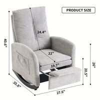 Ergonomic Upholstered Rocking Chair with Footrest High Back Padded Armchair for Living Room Bedroom Nursery