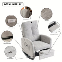 Ergonomic Upholstered Rocking Chair with Footrest High Back Padded Armchair for Living Room Bedroom Nursery
