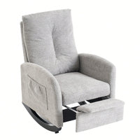 Ergonomic Upholstered Rocking Chair with Footrest High Back Padded Armchair for Living Room Bedroom Nursery