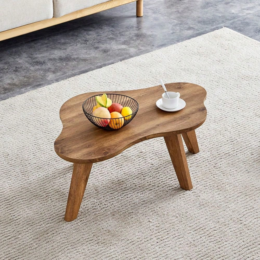 Modern Minimalist Coffee Table, Solid Wood Legs, Cloud Shape To Give You A New Experience