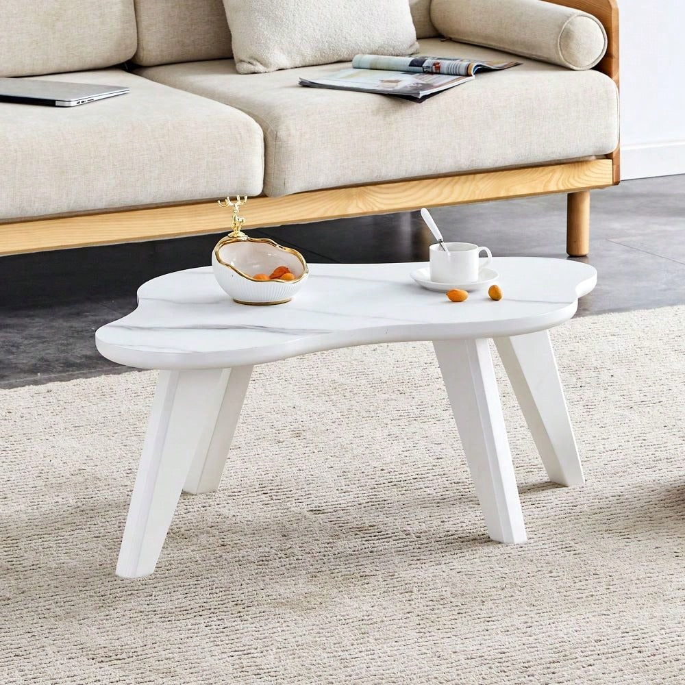 Modern Minimalist Coffee Table, Solid Wood Legs, Cloud Shape To Give You A New Experience