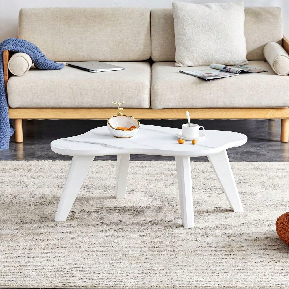 Modern Minimalist Coffee Table, Solid Wood Legs, Cloud Shape To Give You A New Experience