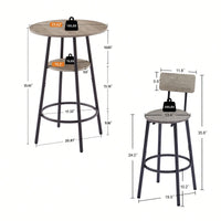 Upholstered Counter Height Bar Stools Set of 3 with Backrest and Shelf Comfortable Space-Saving Design for Kitchen Island