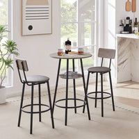 Upholstered Counter Height Bar Stools Set of 3 with Backrest and Shelf Comfortable Space-Saving Design for Kitchen Island