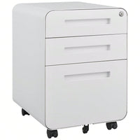 Mobile Rolling File Cabinet with Lock 3 Drawer Under Desk Storage for Legal Letter A4 Files Anti-Tilt Design