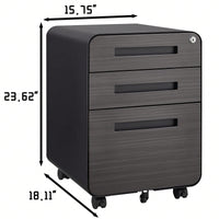Mobile Rolling File Cabinet with Lock 3 Drawer Under Desk Storage for Legal Letter A4 Files Anti-Tilt Design