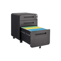 Mobile Rolling File Cabinet with Lock 3 Drawer Under Desk Storage for Legal Letter A4 Files Anti-Tilt Design