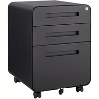 Mobile Rolling File Cabinet with Lock 3 Drawer Under Desk Storage for Legal Letter A4 Files Anti-Tilt Design