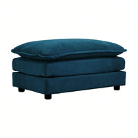 Customizable Blue Chenille Ottoman Footrest for Living Room Bedroom Home Office Easy Assembly