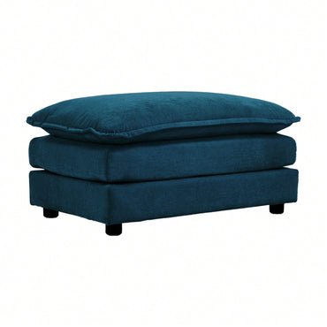Customizable Blue Chenille Ottoman Footrest for Living Room Bedroom Home Office Easy Assembly