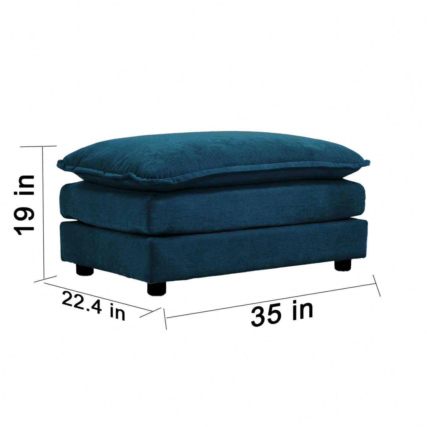 Customizable Blue Chenille Ottoman Footrest for Living Room Bedroom Home Office Easy Assembly