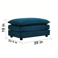 Customizable Blue Chenille Ottoman Footrest for Living Room Bedroom Home Office Easy Assembly