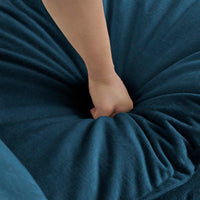 Customizable Blue Chenille Ottoman Footrest for Living Room Bedroom Home Office Easy Assembly