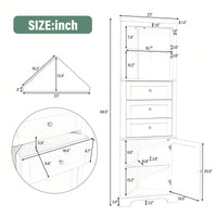 Green Tall Corner Storage Cabinet with Adjustable Shelves and Drawers for Bathroom Kitchen or Living Room