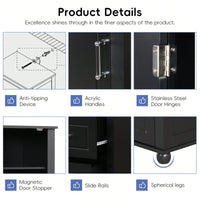 Freestanding Tall Bathroom Storage Cabinet with Adjustable Shelves and Drawers Anti-Tip Device Easy Assembly