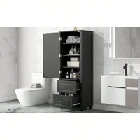 Freestanding Tall Bathroom Storage Cabinet with Adjustable Shelves and Drawers Anti-Tip Device Easy Assembly