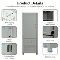 Freestanding Tall Bathroom Storage Cabinet with Adjustable Shelves and Drawers Anti-Tip Device Easy Assembly