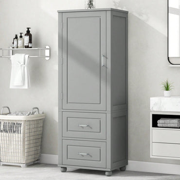 Freestanding Tall Bathroom Storage Cabinet with Adjustable Shelves and Drawers Anti-Tip Device Easy Assembly