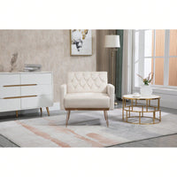 Velvet Accent Chair with Gold Legs - Stylish Tufted Sofa for Living Room Bedroom Office - Cozy Reading Chair with Armrests