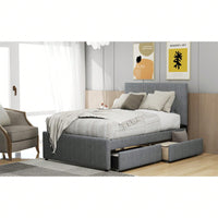 Upholstered Full Size Platform Bed Frame with Headboard and Storage Drawers Easy Assembly No Box Spring Needed