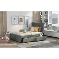 Upholstered Full Size Platform Bed Frame with Headboard and Storage Drawers Easy Assembly No Box Spring Needed