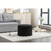 Velvet Storage Ottoman With Tray, 24" Round Footrest With Hidden Storage, Large Upholstered Ottoman For Bedroom, Living Room