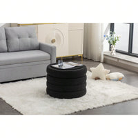 Velvet Storage Ottoman With Tray, 24" Round Footrest With Hidden Storage, Large Upholstered Ottoman For Bedroom, Living Room