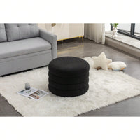 Velvet Storage Ottoman With Tray, 24" Round Footrest With Hidden Storage, Large Upholstered Ottoman For Bedroom, Living Room