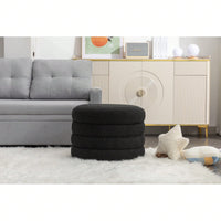 Velvet Storage Ottoman With Tray, 24" Round Footrest With Hidden Storage, Large Upholstered Ottoman For Bedroom, Living Room