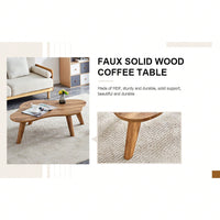 Modern Minimalist Cloud Coffee Table with Soft Curved MDF Top and Solid Wood Legs for Living Room and Dining Room