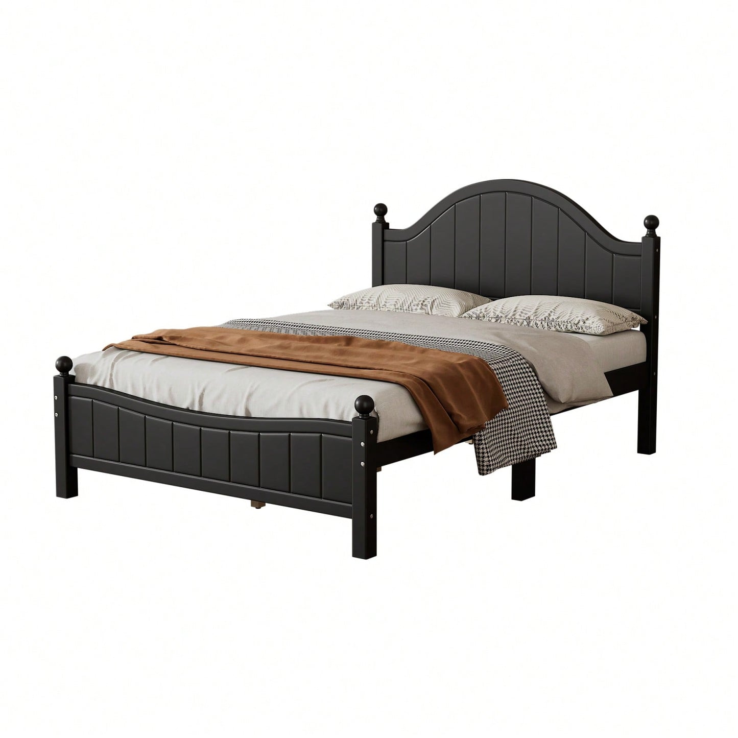 Solid Wood Platform Bed Frame With Headboard, No Box Spring Needed, Full Size, Supports Up To 400 LBS, Easy Assembly