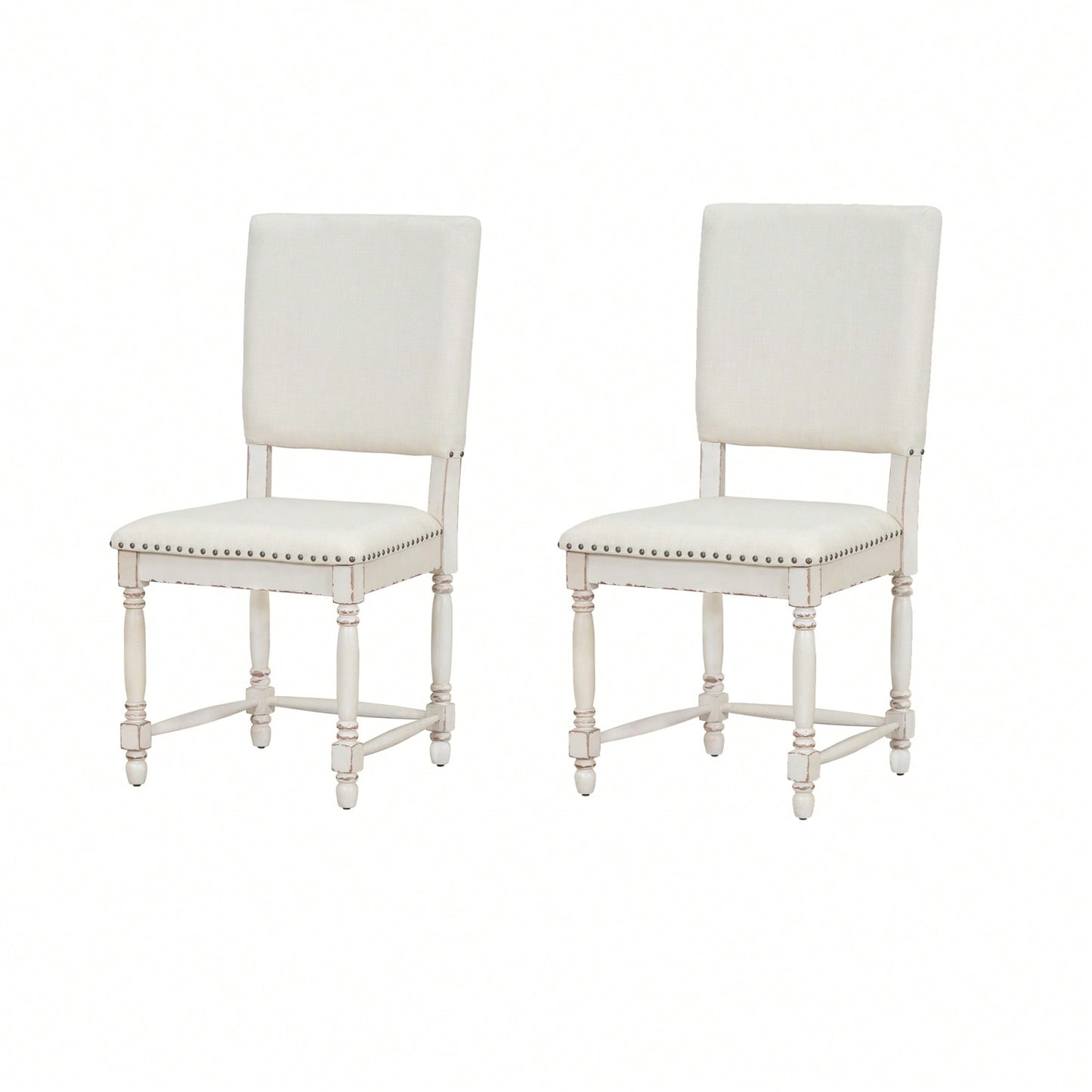 Elegant Solid Wood Vintage Dining Chairs Set of 2 Upholstered Seat Padded Back 330lbs Capacity for Dining Room Kitchen Living Room