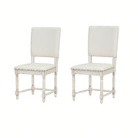 Elegant Solid Wood Vintage Dining Chairs Set of 2 Upholstered Seat Padded Back 330lbs Capacity for Dining Room Kitchen Living Room