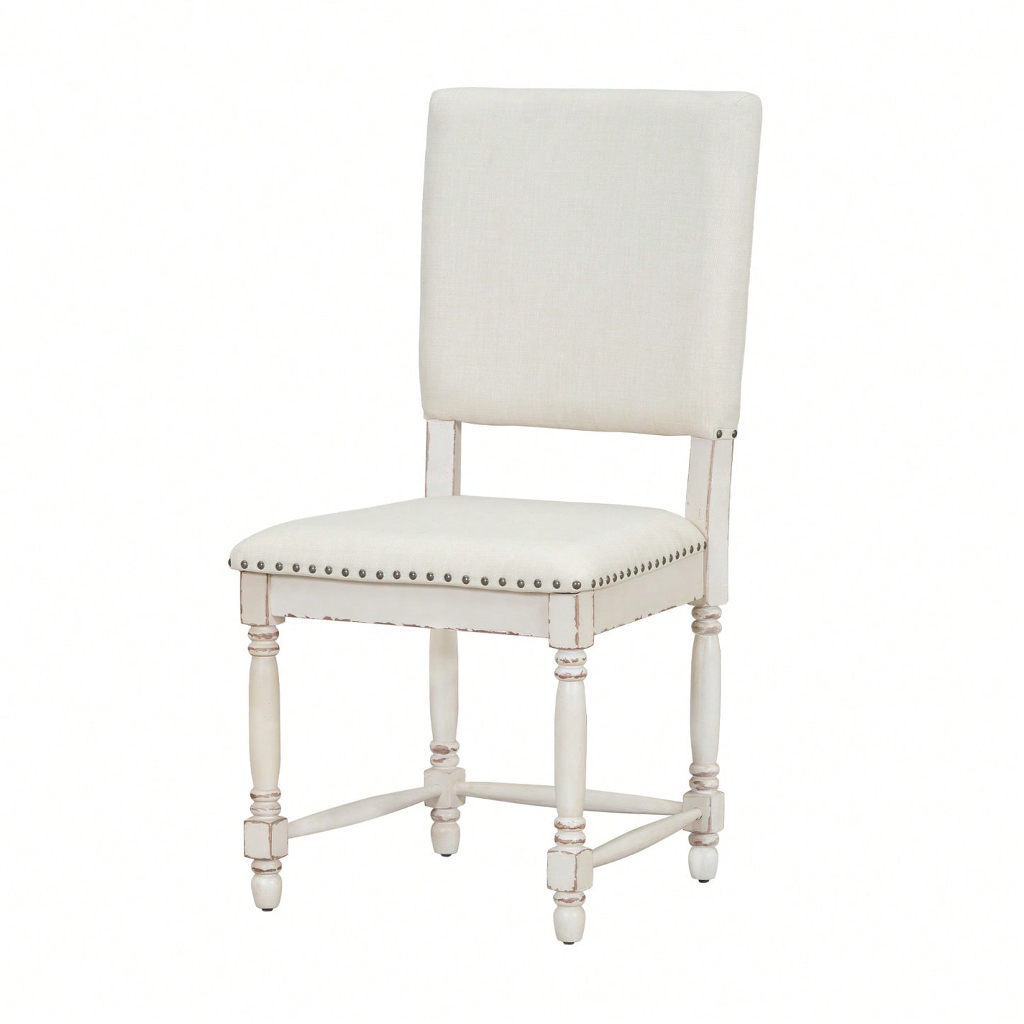 Elegant Solid Wood Vintage Dining Chairs Set of 2 Upholstered Seat Padded Back 330lbs Capacity for Dining Room Kitchen Living Room