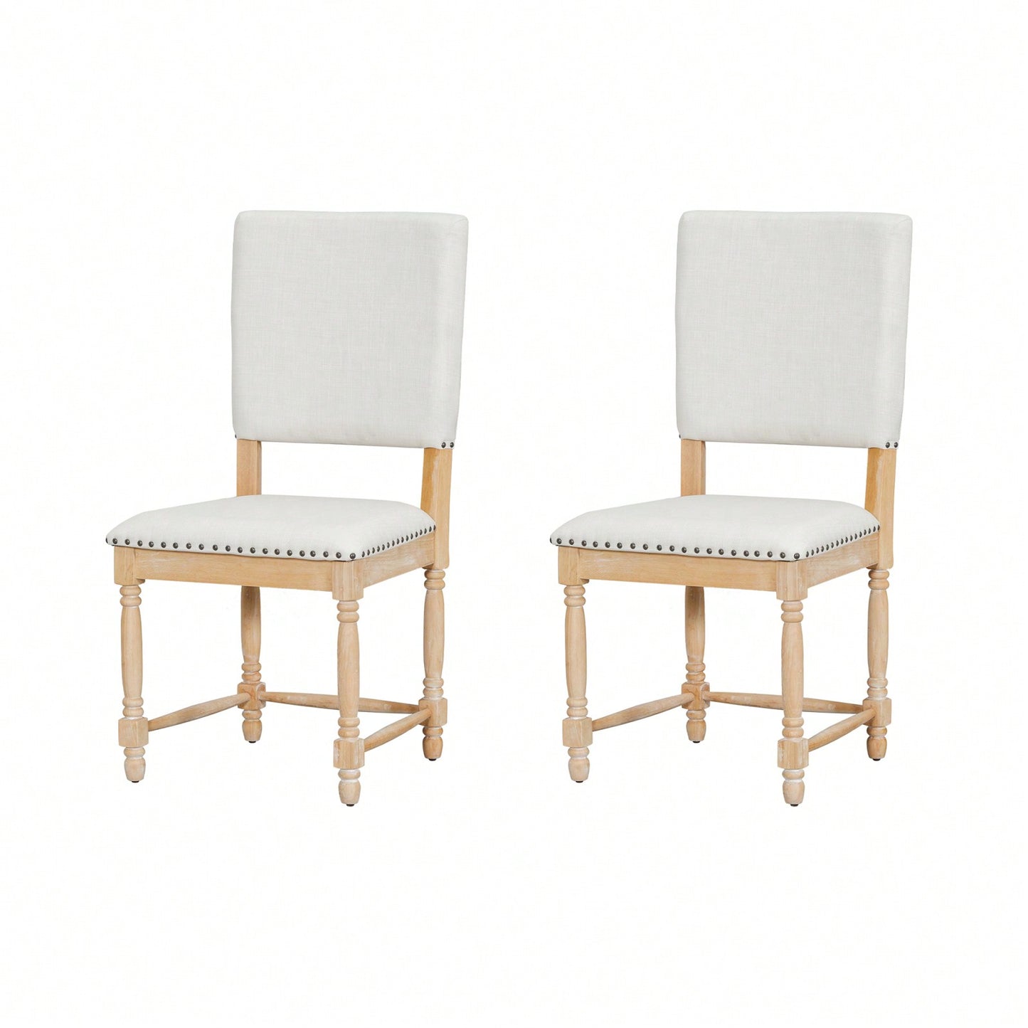 Elegant Solid Wood Vintage Dining Chairs Set of 2 Upholstered Seat Padded Back 330lbs Capacity for Dining Room Kitchen Living Room