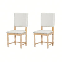 Elegant Solid Wood Vintage Dining Chairs Set of 2 Upholstered Seat Padded Back 330lbs Capacity for Dining Room Kitchen Living Room