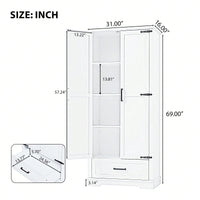 Slim White Bathroom Storage Cabinet with Adjustable Shelves and Drawer for Organized Living Spaces