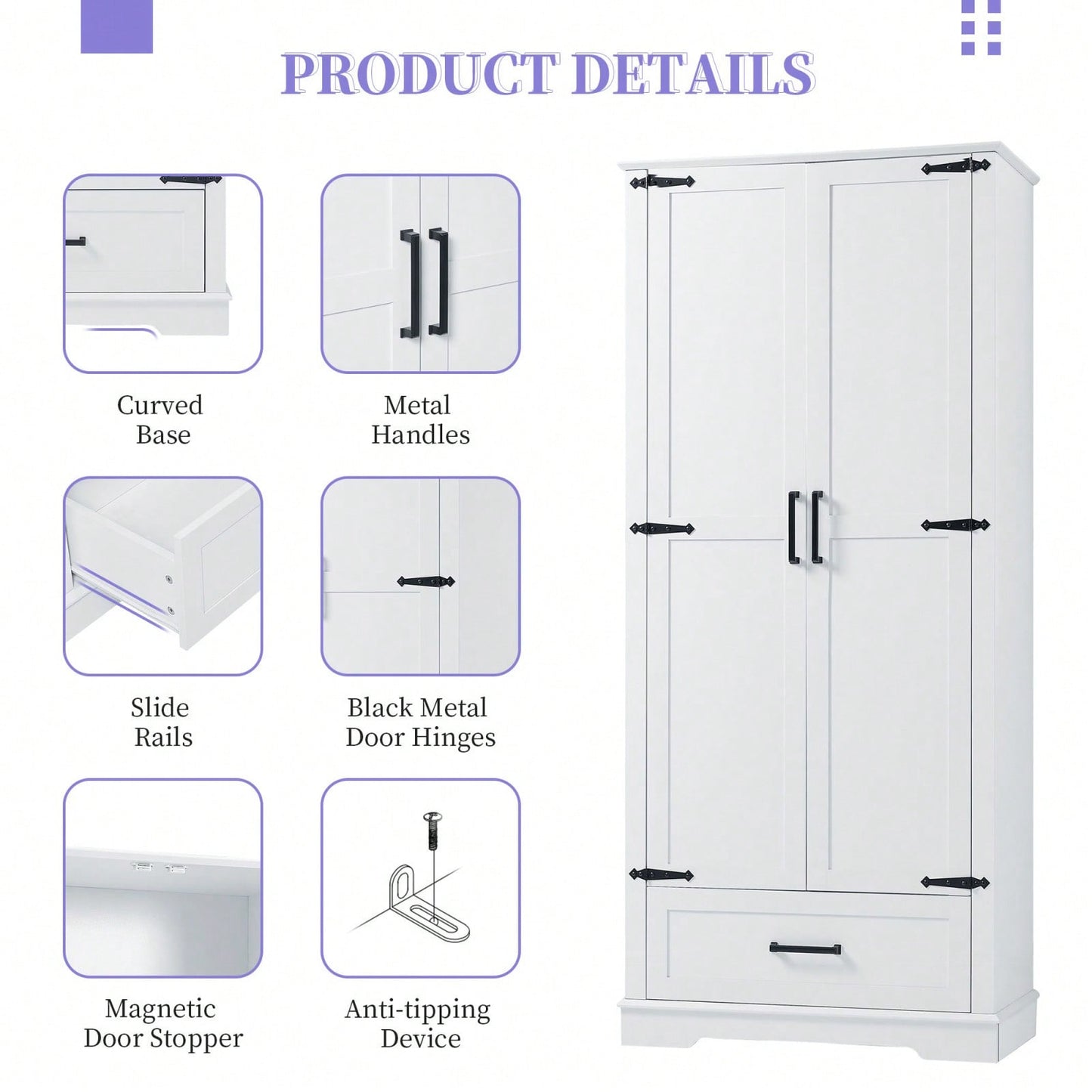 Slim White Bathroom Storage Cabinet with Adjustable Shelves and Drawer for Organized Living Spaces