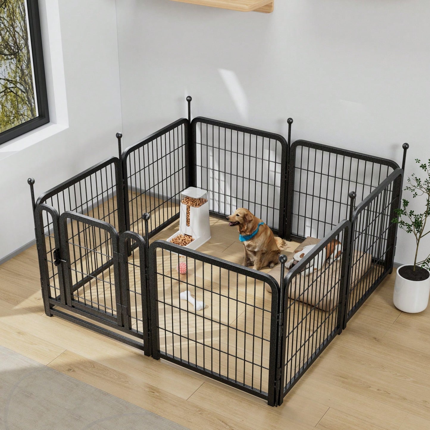 8 Panels 24" Height Heavy Duty Dog Fence Puppy Pen For Large Medium Small Dogs Indoor Outdoor Foldable Pet Exercise Pen