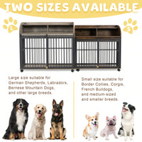 Stylish Heavy Duty Dog Crate Furniture with Storage and Lockable Wheels for Medium Dogs Up to 70 lbs