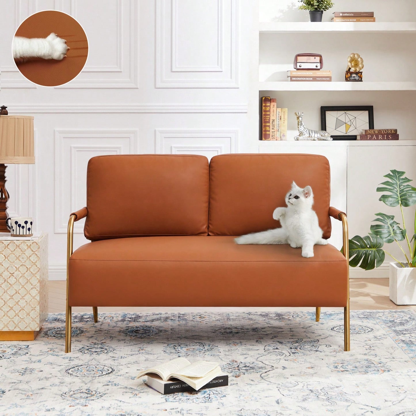 Pet-Friendly Small Loveseat Sofa with Removable Cushions and Metal Legs for Modern Living Spaces