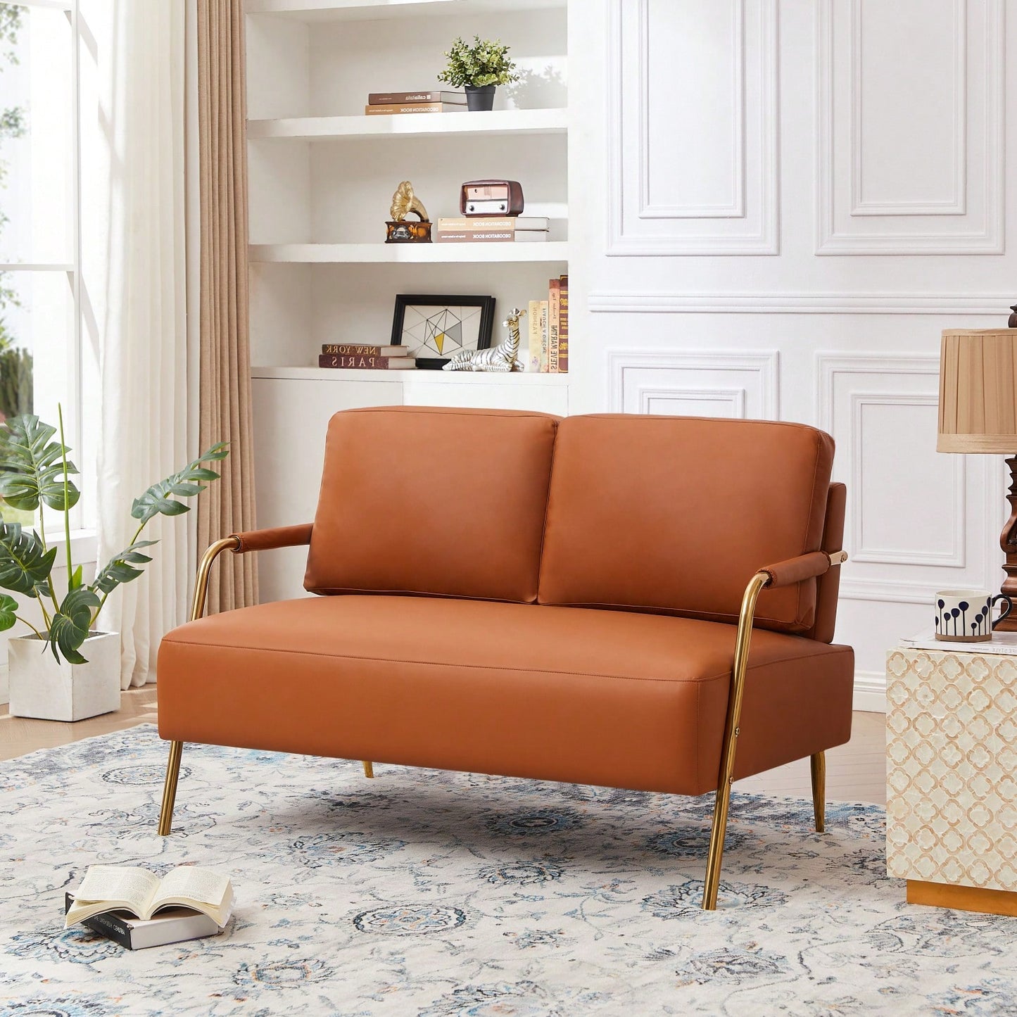 Pet-Friendly Small Loveseat Sofa with Removable Cushions and Metal Legs for Modern Living Spaces