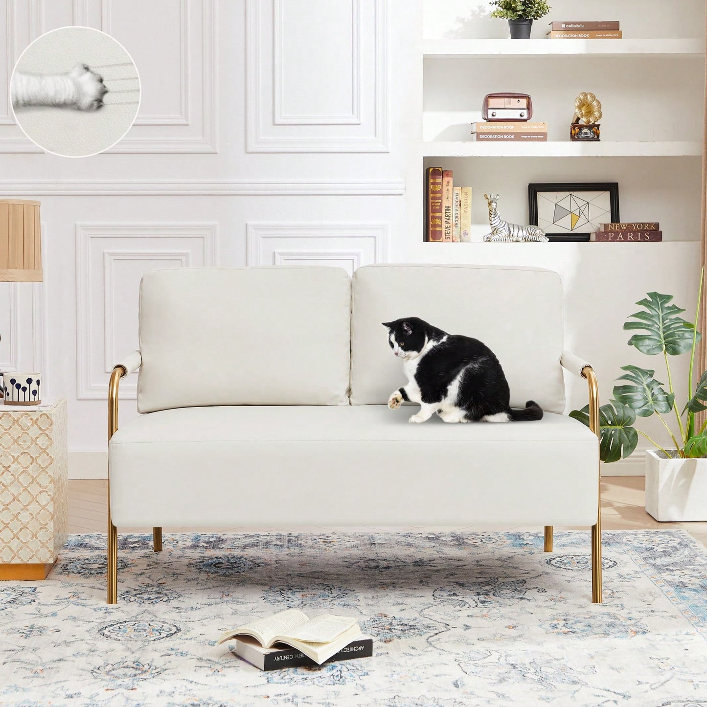 Pet-Friendly Small Loveseat Sofa with Removable Cushions and Metal Legs for Modern Living Spaces