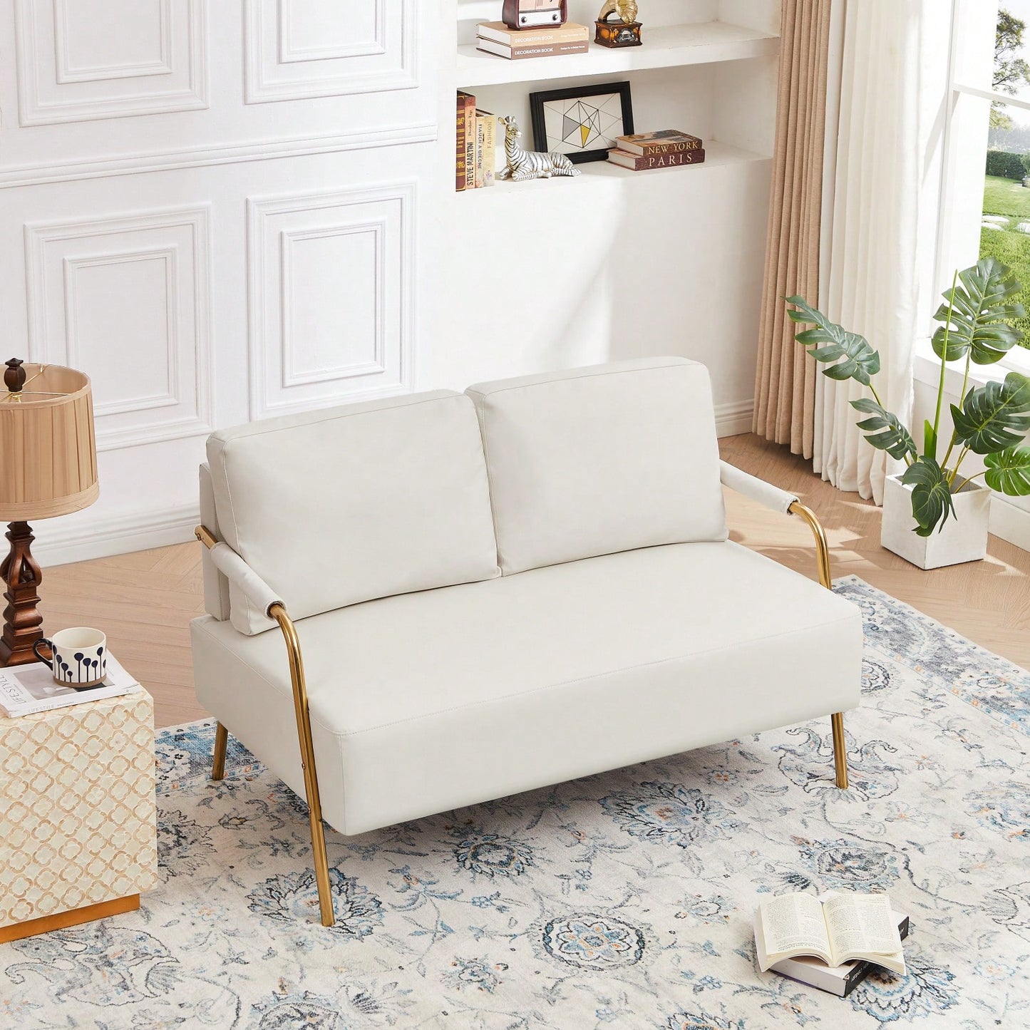 Pet-Friendly Small Loveseat Sofa with Removable Cushions and Metal Legs for Modern Living Spaces