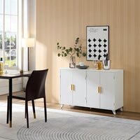 Modern Buffet Sideboard With 4 Doors & Adjustable Shelves | Spacious Storage Cabinet For Dining Room, Living Room | Ivory White