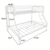 Heavy Duty Twin Over Full Bunk Bed Metal Frame with Guardrails and Storage Easy Assembly No Box Spring Needed
