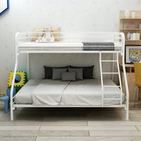 Heavy Duty Twin Over Full Bunk Bed Metal Frame with Guardrails and Storage Easy Assembly No Box Spring Needed
