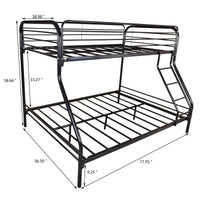 Heavy Duty Twin Over Full Bunk Bed Metal Frame with Guardrails and Storage Easy Assembly No Box Spring Needed